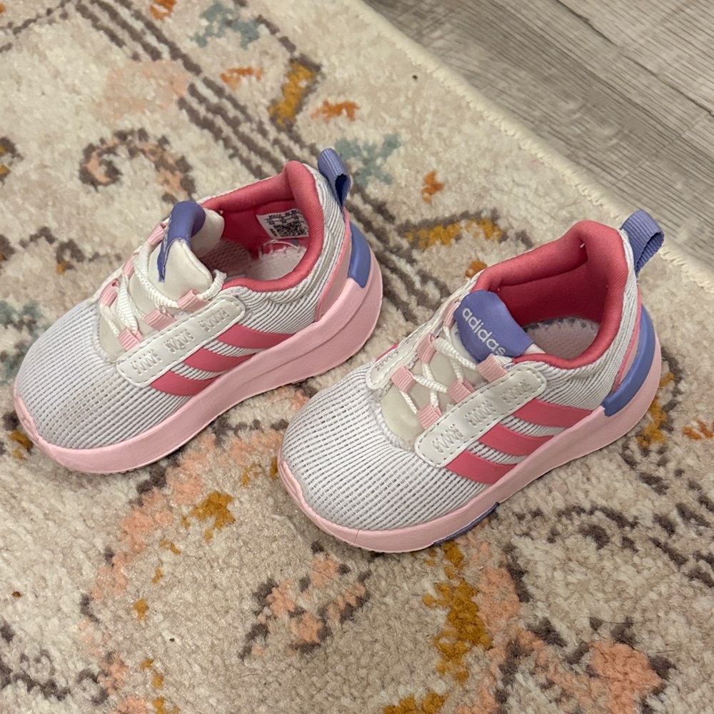 adidas Kids Pink White Purple Sneakers